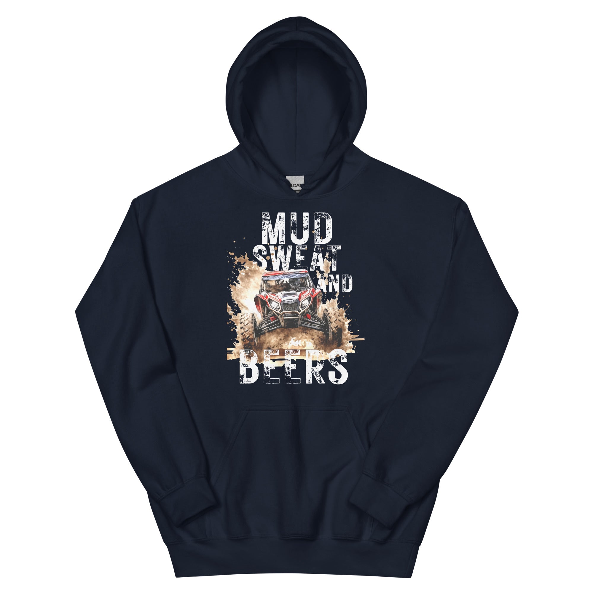 Mud, Sweat, and Beers Unisex Hoodie - Navy with White Print - Country Boi Fly