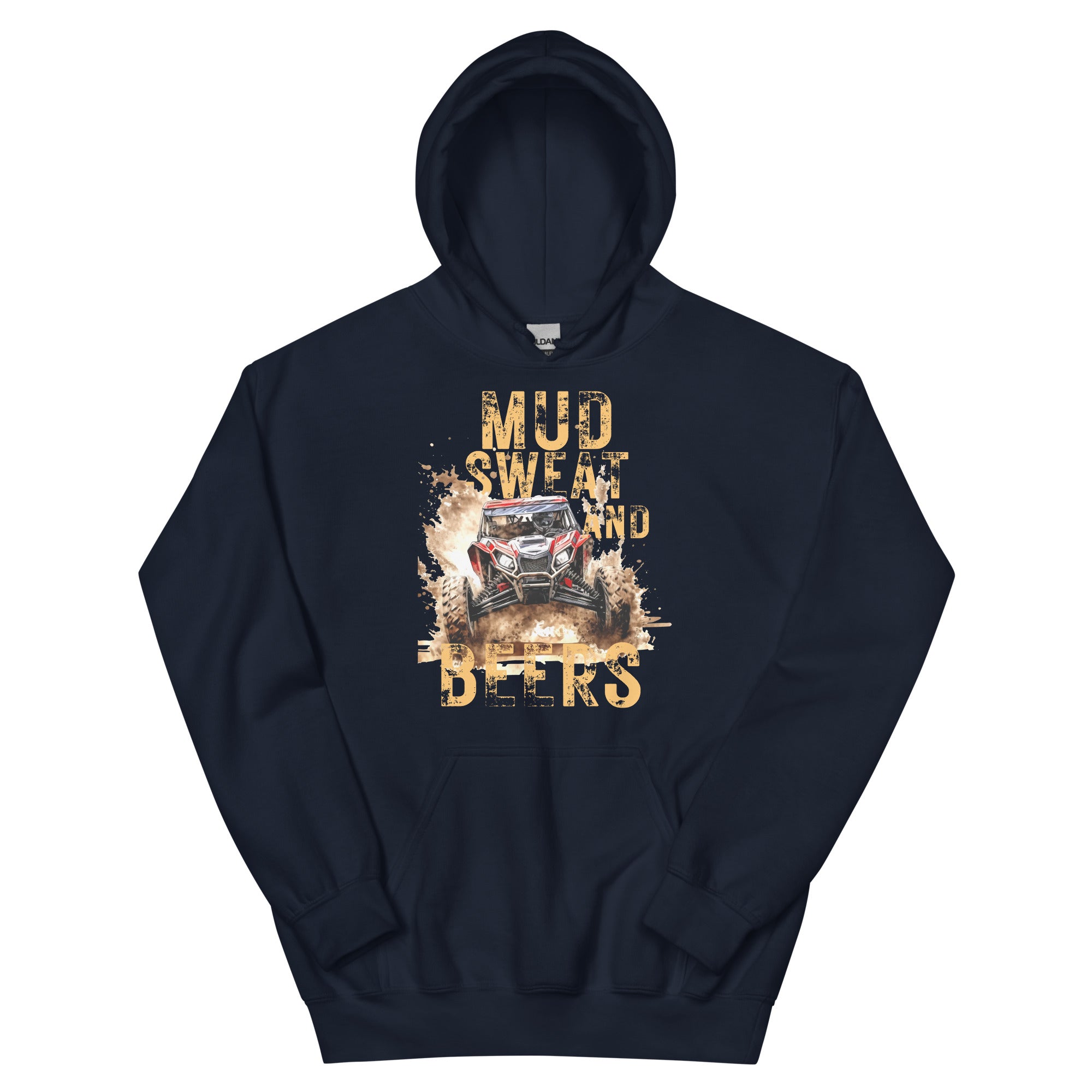 Mud, Sweat, and Beers Unisex Hoodie - Navy with Peach Print - Country Boi Fly