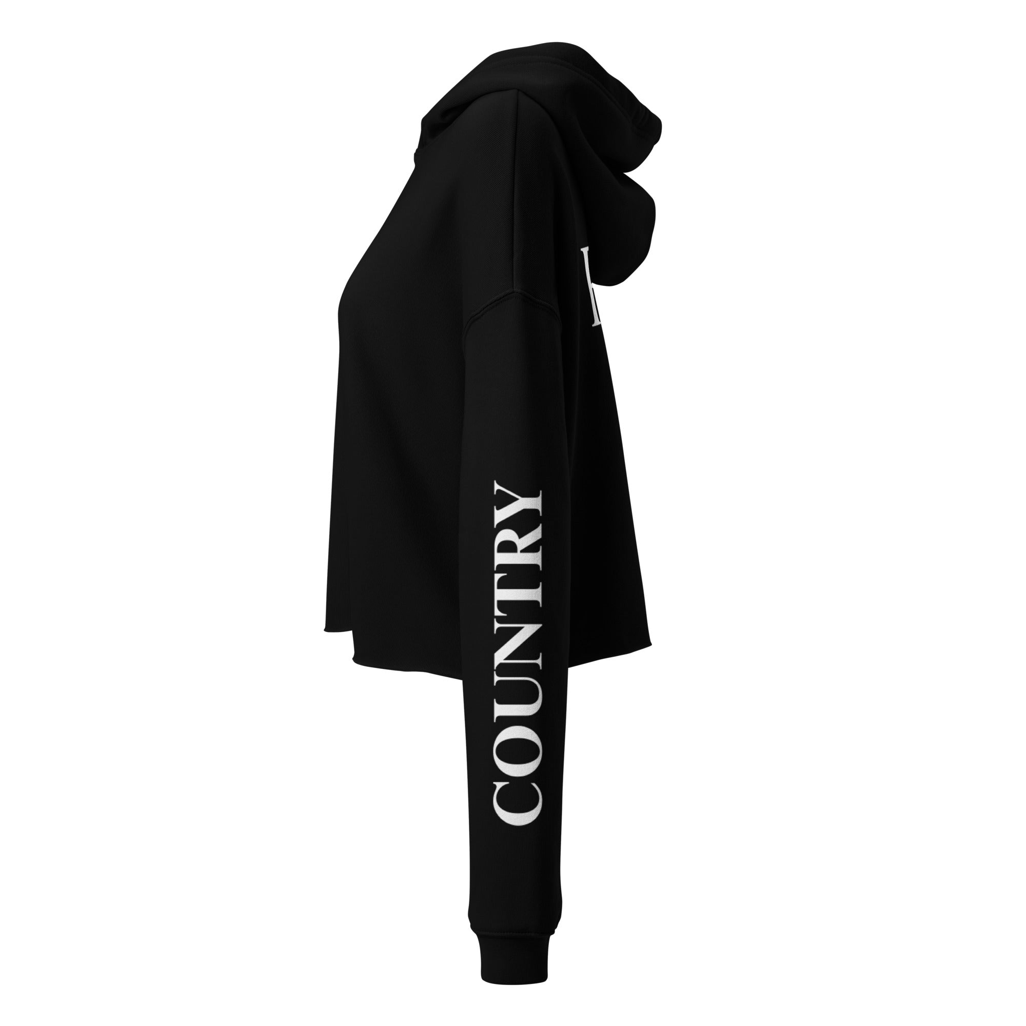 Country Girl Fly Cropped Hoodie - Black