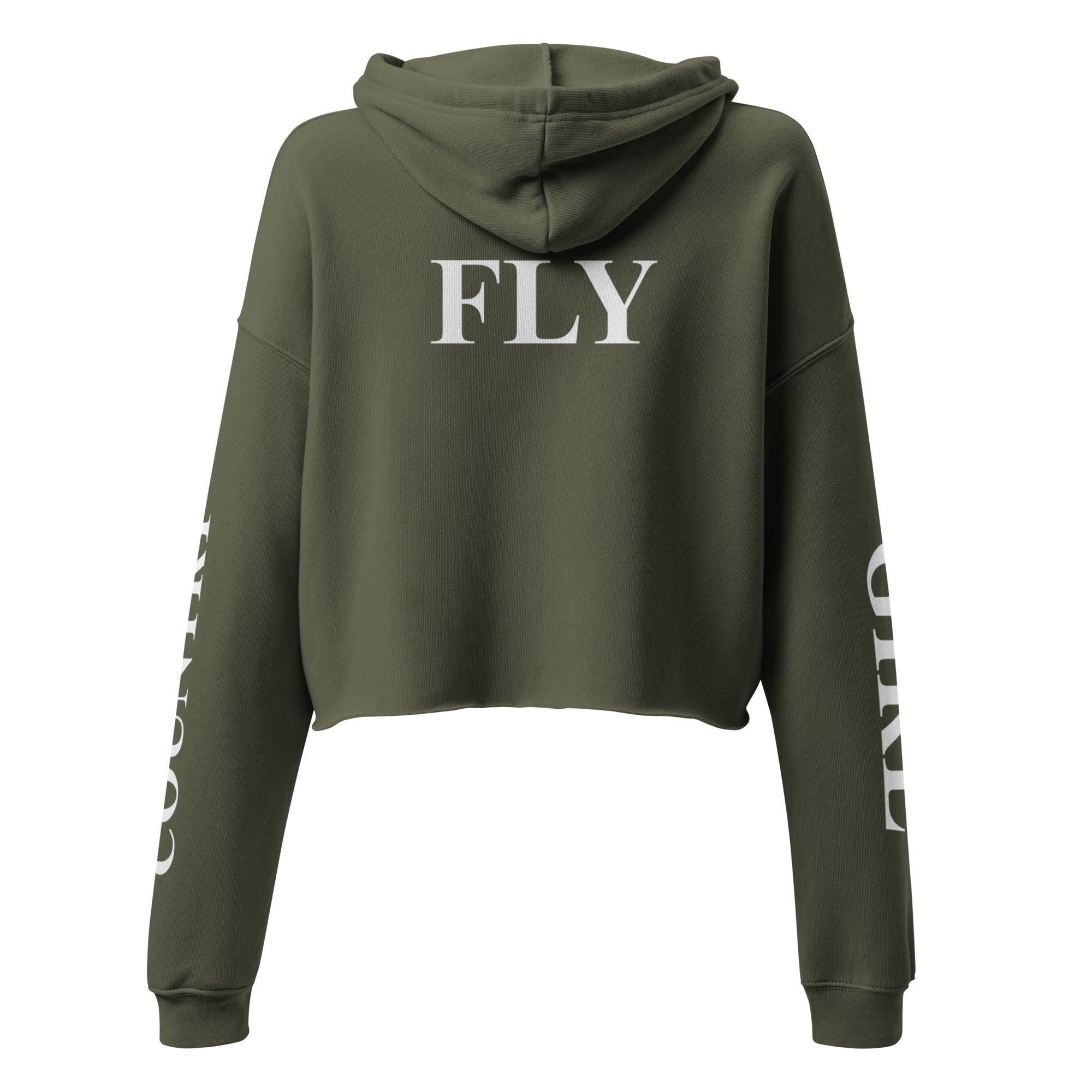 Country Girl Fly Cropped Hoodie - Military Green