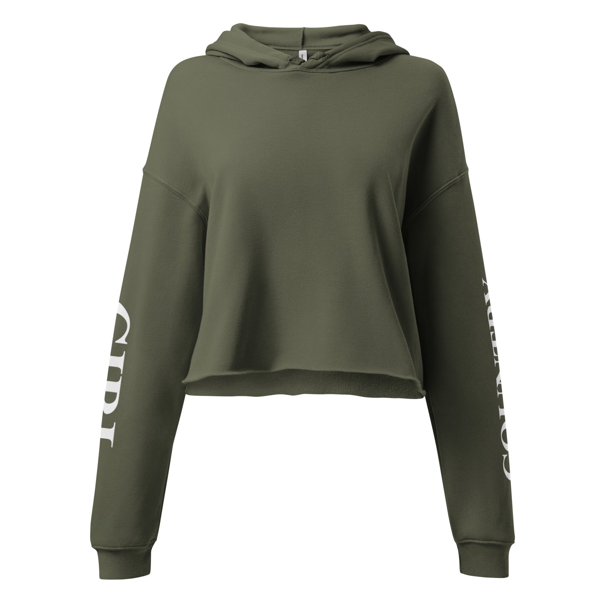 Country Girl Fly Cropped Hoodie - Military Green