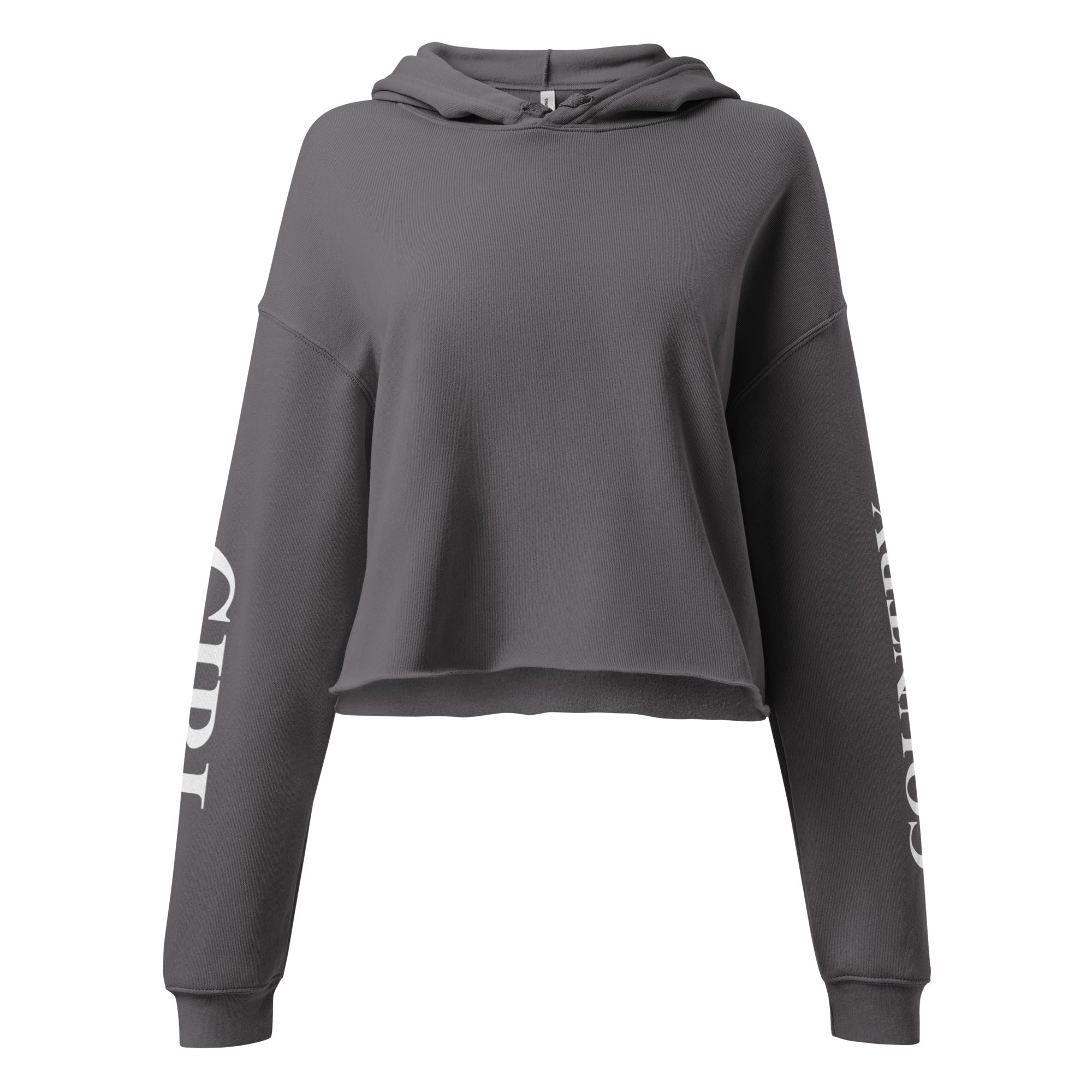 Country Girl Fly Cropped Hoodie - Gray